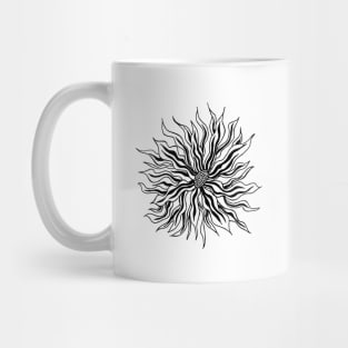 Black Stripe Flower Mug